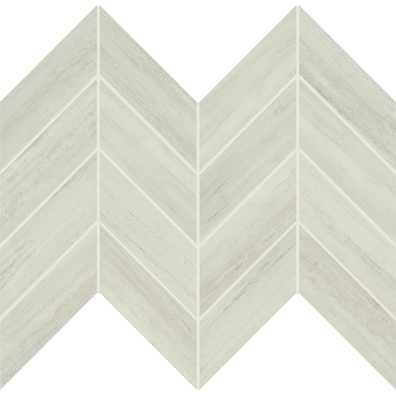 Daltile Articulo 2 x 5 Glazed Porcelain Chevron Mosaic Tile (10 PC Per Carton) (7.70 SQFT Per Carton), Editorial White
