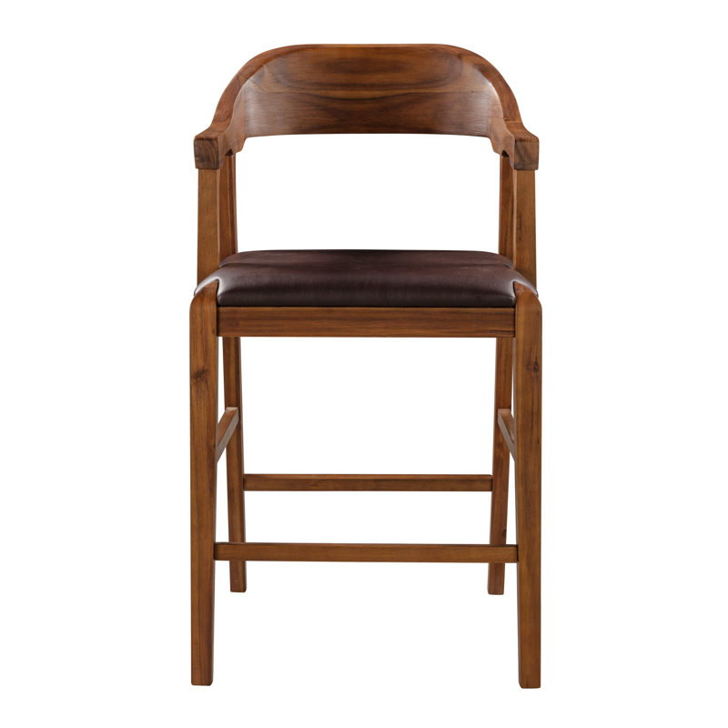 Lyndel Upholstered Faux Leather Counter Stool with Solid Wood Frame, Counter Stool Bar Stool (24” Seat Height)