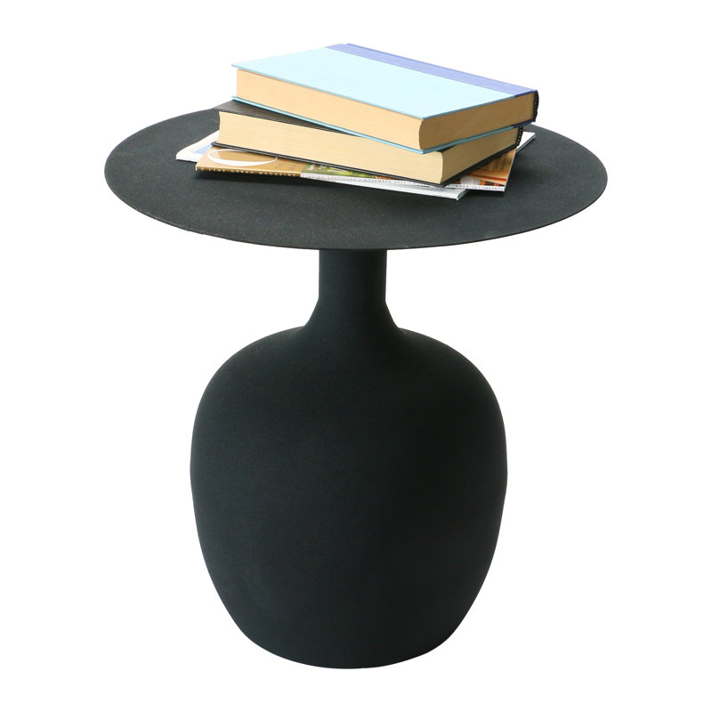 Table d'appoint ronde moderne en métal texturé, Noir