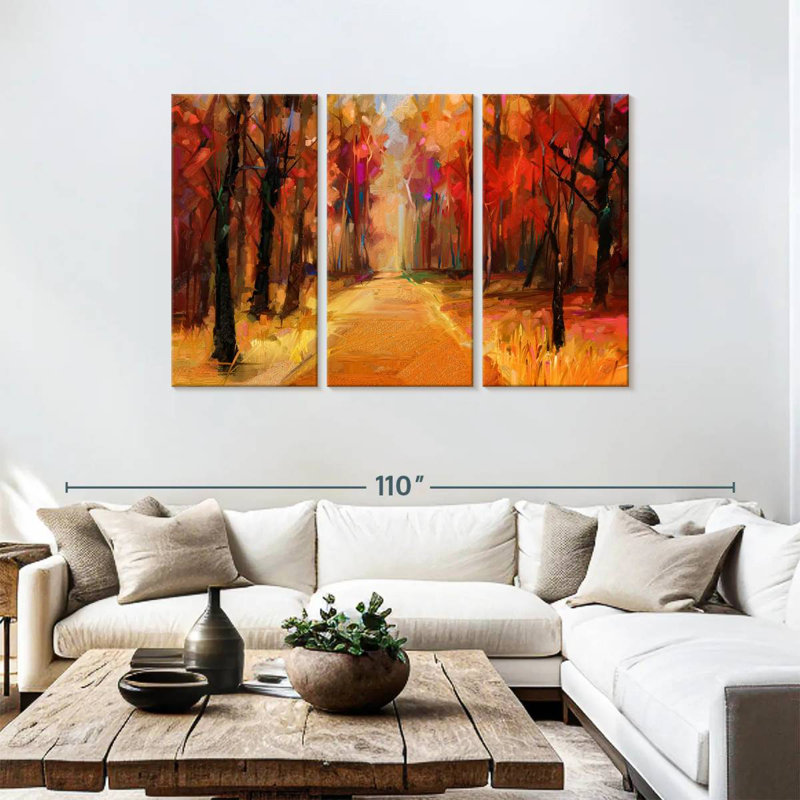 Sentier de la forêt d'Avery en automne, H 48 po x l 74 po