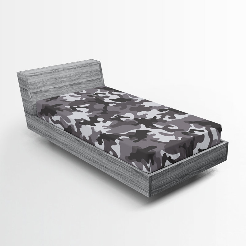 Drap-housse orange Ambesonne, Drap-housse pour lit simple TG, Camouflage gris / noix de coco