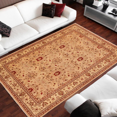 Tapis oriental brun clair / ivoire en laine noué à la main 10 pi 2 po x 13 pi 10 po Silke