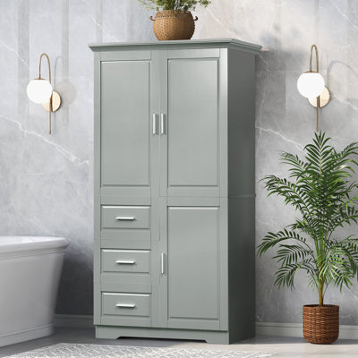 Tall and Wide Storage Cabinet with Doors for Bathroom