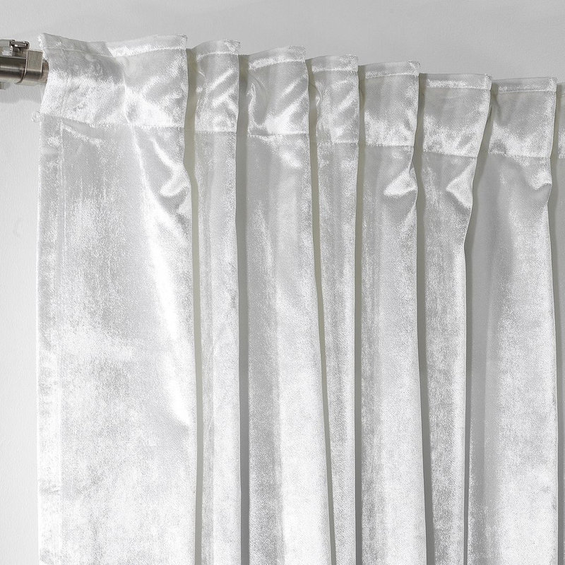 Blackout Thermal with Liner Extra Long & Extra Wide Shiny Velvet Decorative Curtain Panel, White, 140cm Width x 200cm Drop