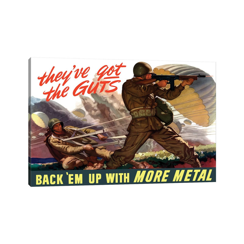 WWII Poster Of Airborne Troops Parachuting Into Battle I by Stocktrek Images - Wrapped Canvas Print, 20.32 cm H x 30.48 cm W