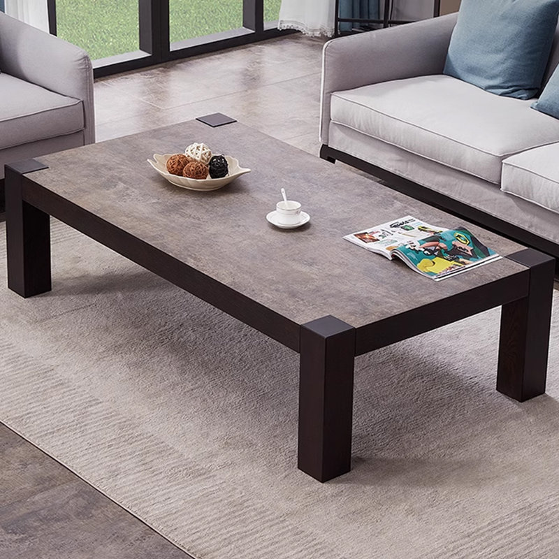 Simple light luxury solid wood coffee table, 15.74" H x 64.96" L x 35.43" W
