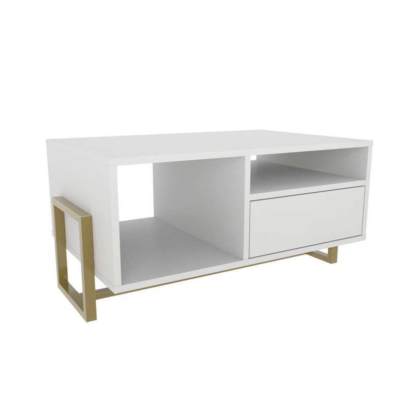 Medon 90cm W Coffee Table, White Top/White Cabinet