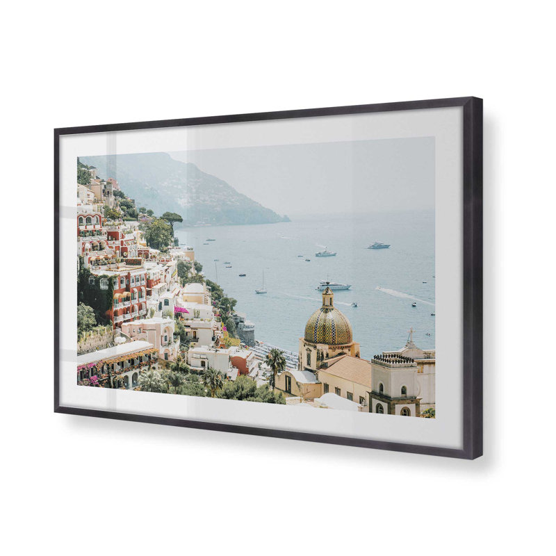 Positano Coastline Print, 12.25" H x 15.25" W x 1.25" D, Weathered Zinc Single Picture Framed