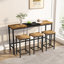 Table de salle à manger de cuisine moderne, table de pub, ensemble de table de salle à manger longue avec 3 tabourets, conception de tabouret suspendu pratique, naturel et noir (même SKU: W757P314433)-1222812834