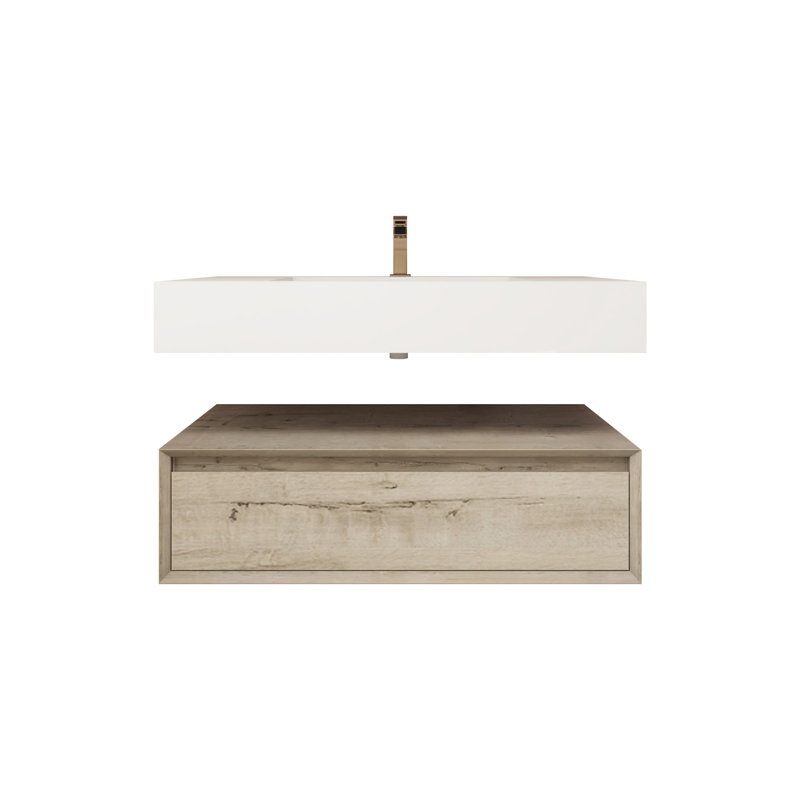Ensemble de meuble-lavabo mural simple 36 po Alysa, Chêne blanc