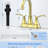 Bathroom Faucet With Pop-Up Drain & Supply Hoses 2-Handle 360 Degree High Arc Swivel Spout Centerset Vanity Sink Faucet-118546153
