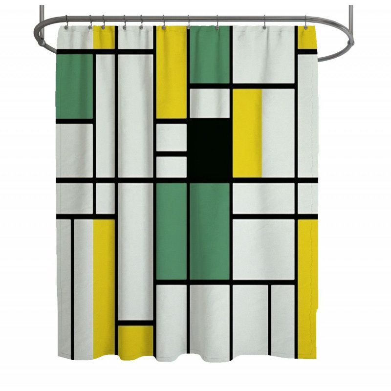 Rideau de douche Mondrian - décor de salle de bain moderne, H 93 po x l 70 po