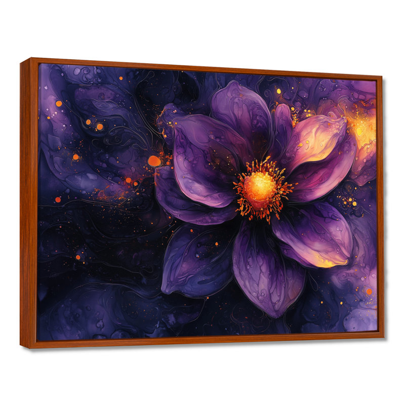 Dahlia vif lavande Dreamscape II - art mural Dahlia, Brun, H 24 po x l 32 po, Floater Framed