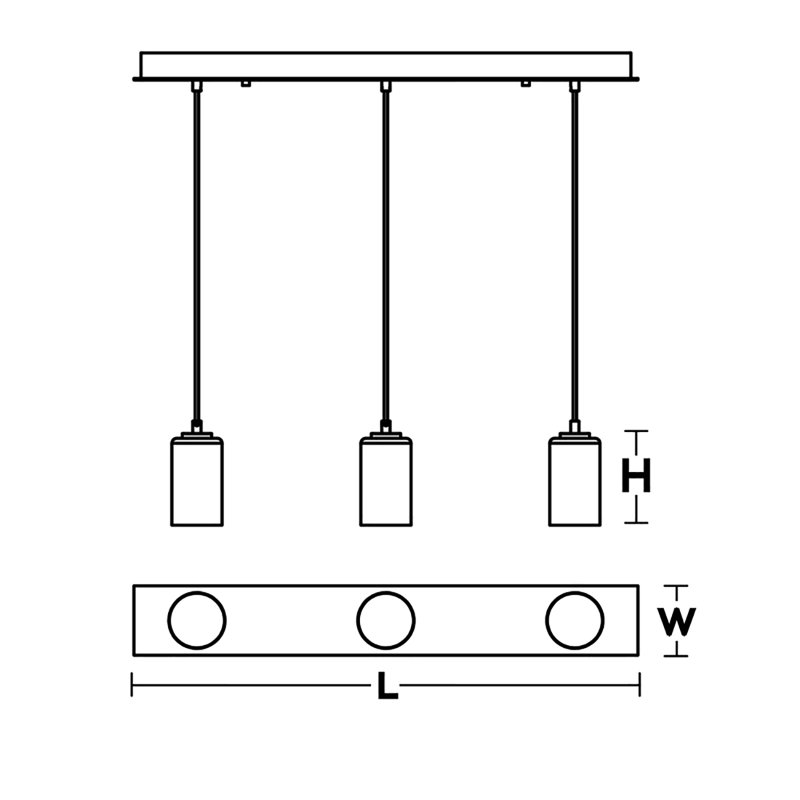 Luminaire suspendu linéaire 3 lumières Leo - 120V - 60W, Laiton antique clair