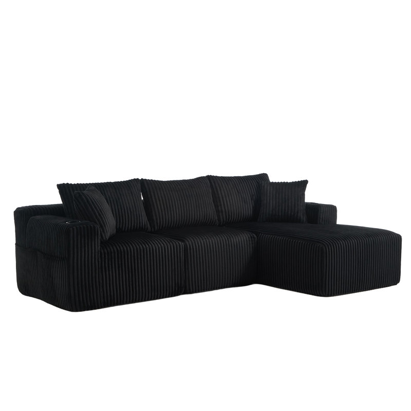 3 Seater Corduroy Sofa, Black