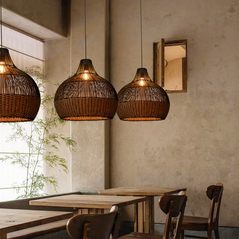 Arlicia 1 - Light Rattan Single Pendant, 15.74" H x 15.74" W x 15.74" D