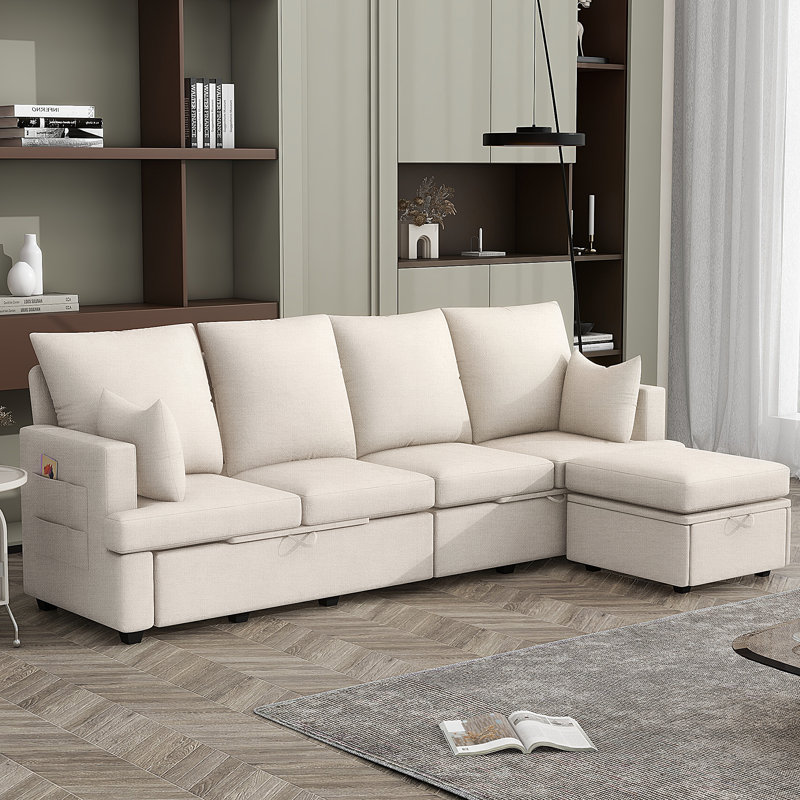 Modular Sofa With Memory Foam Cushions And Movable Seats