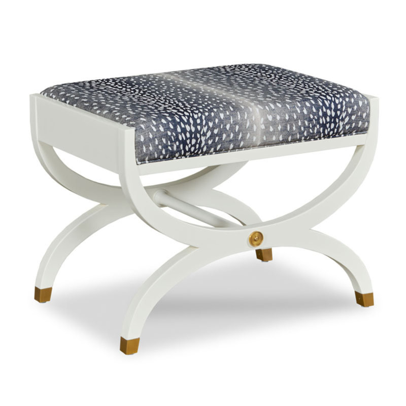 O'Brien Ottoman, Navy, White Dove