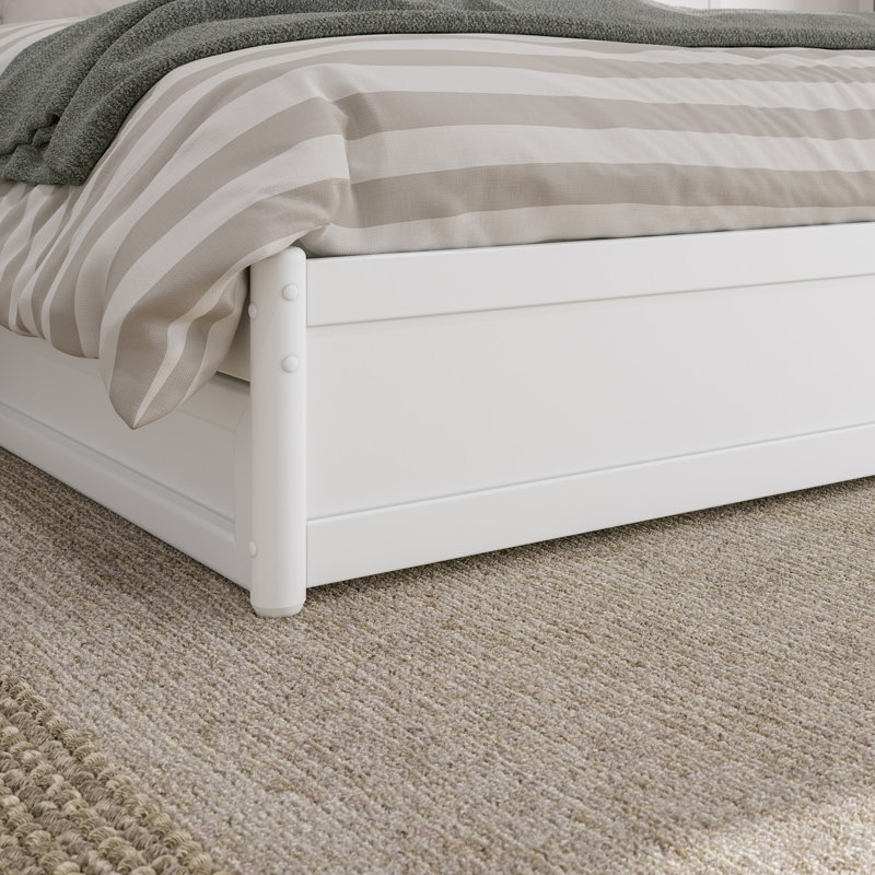 Lamecia Solid Wood Platform Bed with Trundle, Queen, White