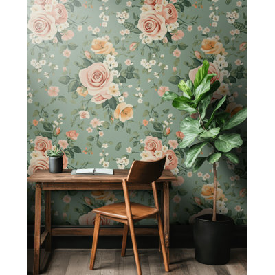 Papier peint floral rose pastel romantique romantique