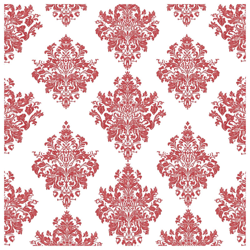 Housses de couette à motif damassé rouge, Très grand lit