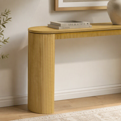 Console U_STYLE au design incurvé et à rayures verticales originales, idéale pour le salon, le bureau ou l'entrée.