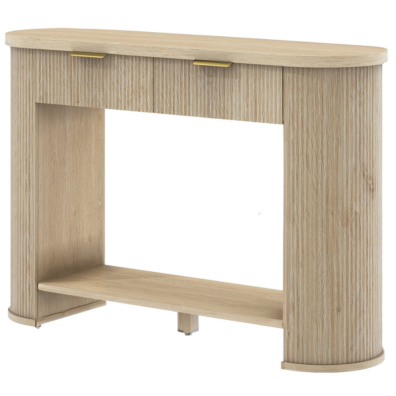 Fluted Sofa Console Table With Drawer And Shelf Storage, 31.6" H x 47.2" W x 13.8" D