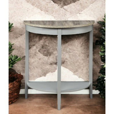 Élégante table demi-lune en chêne naturel et gris - console de rangement pour un usage quotidien