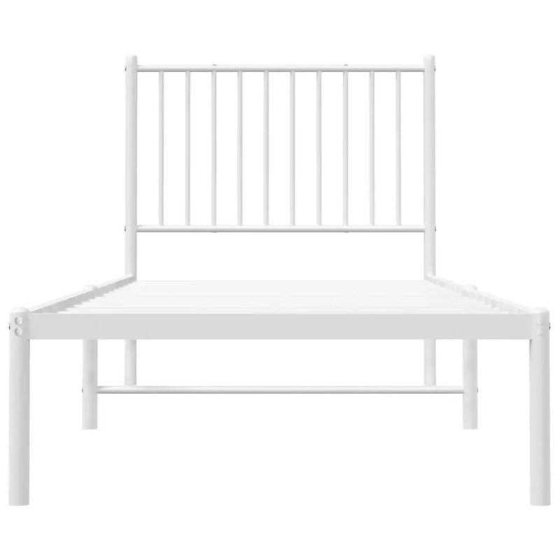 Metal Bed Frame with Headboard White, 80 x 200cm