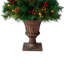 Ensemble de 2 lampadaires de Noël pré-illuminés, urne de Noël lumineuse avec nœud à carreaux, pommes de pin et baies rouges, décoration artificielle extérieure pour l'entrée de votre porte.