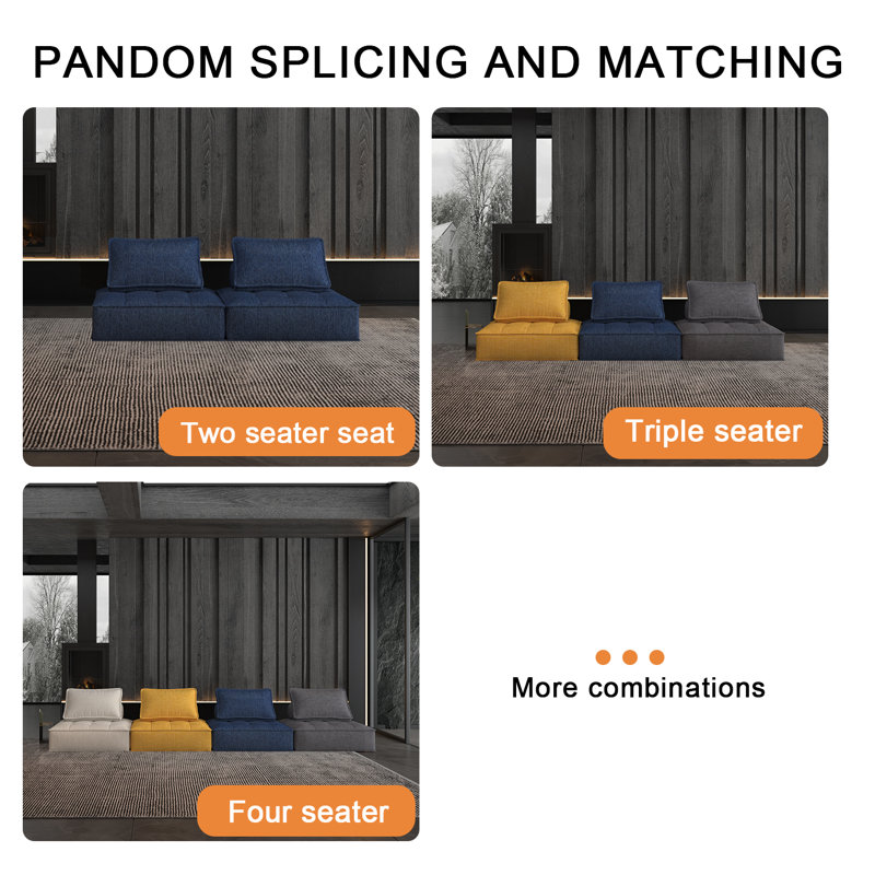 Blue Upholstered Modular Sofa