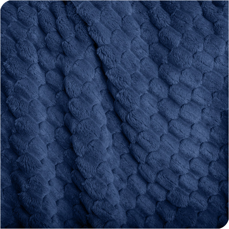 Couverture en molleton texturé, Gaufré bleu foncé, Double/Grand