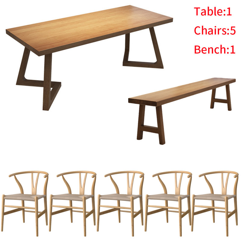 Ensemble de table de salle à manger Pinardi, H 29,5 po x L 86,6 po x l 35,4 po, 7