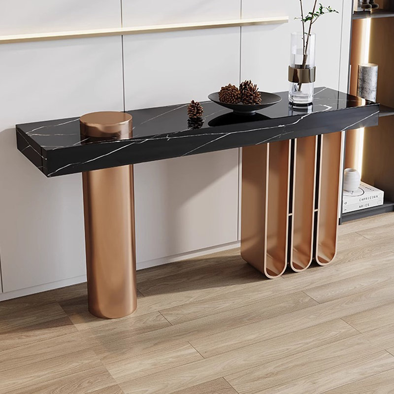 Console de style français en pierre frittée, H 33,4 po x l 70,8 po x P 13,7 po