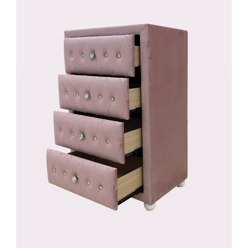 Commode rose en tissu