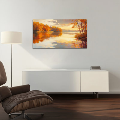 Paysage d'automne, art mural - images murales d'automne, œuvre d'art d'automne rétro, art mural sur toile paysage d'automne pour le salon, décoration murale de chambre à coucher, impressions sur toile encadrées, 20 po x 40 po