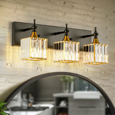 Applique murale pour salle de bain 3 lumières en cristal