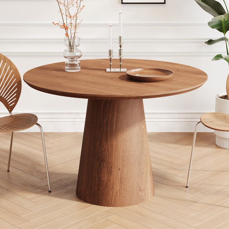 43 Inch Wooden Circular Dining Table With Minimalist Design, Sturdy Base, And Easy Maintenance For Everyday Family Meals.