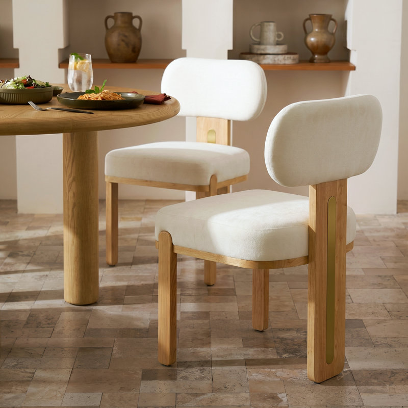 Chaise de salle à manger rembourrée Orivelle, Coussin beige / structure naturelle