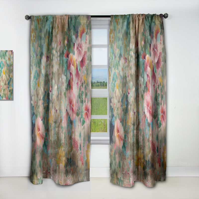 Rideau en lin / polyester Rashee Flower Shower III, L 52 po x L 63 po