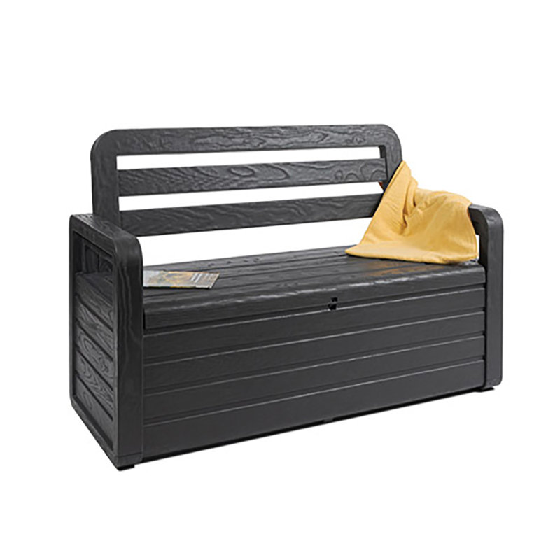 Anthracite Outdoor Storage Bench with Backrest and Lockable Lid