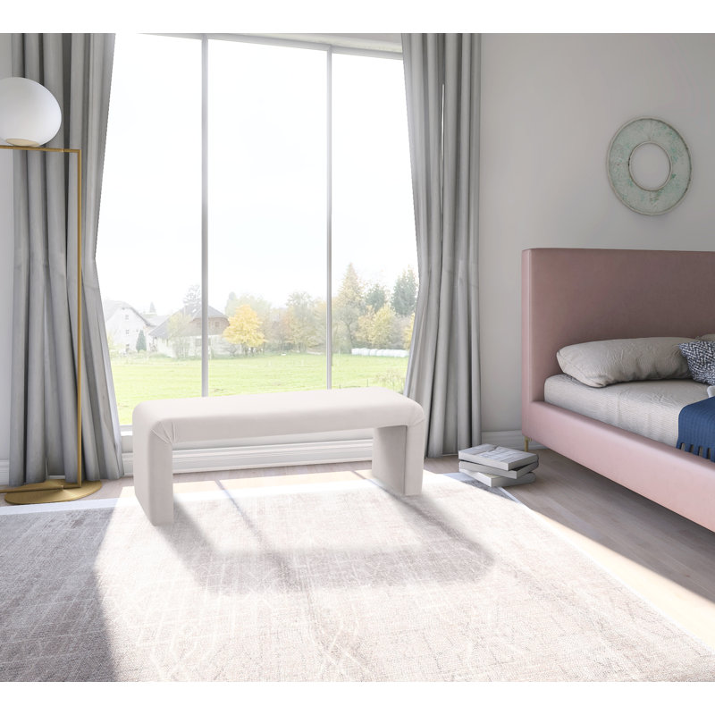 Banc rembourré Edenborn, Velours crème