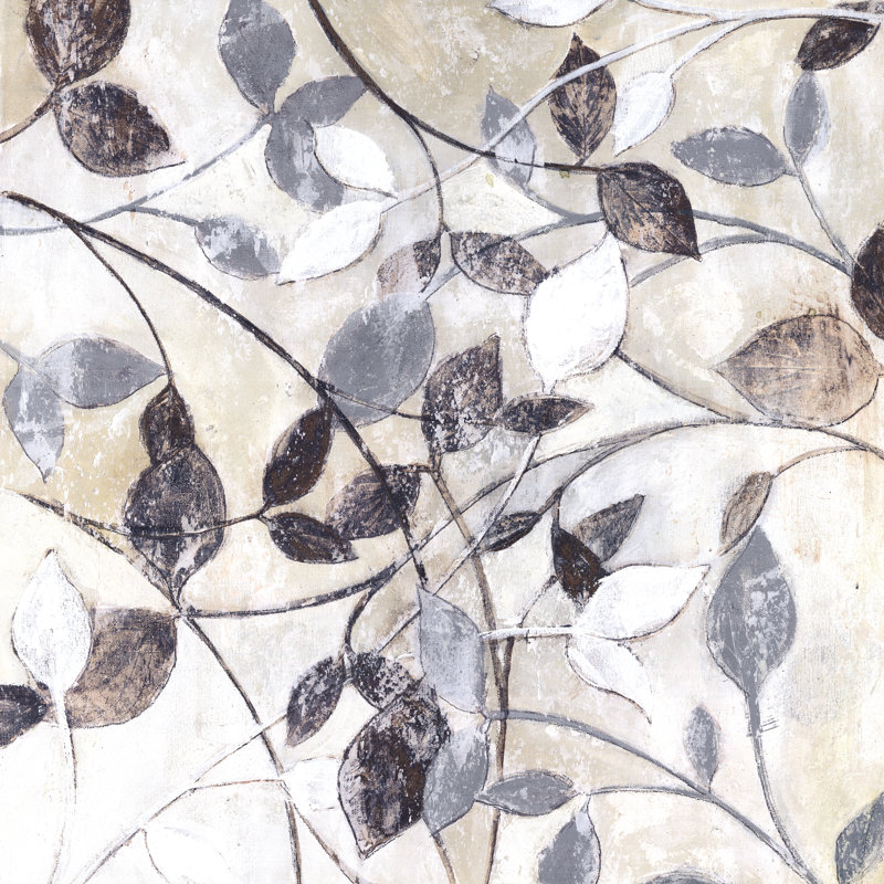 Simple Leaves Grey - Wrapped Canvas Painting, 30cm H x 30cm W x 3.8cm D