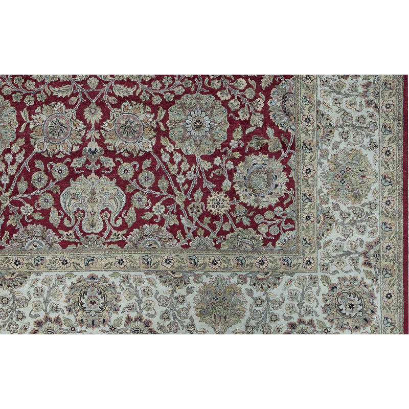 Tapis rouge et crème noué à la main de haute qualité