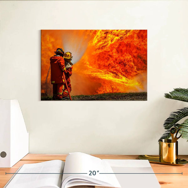 Lelar Blazing Fire Firefighters, 8" H x 12" W