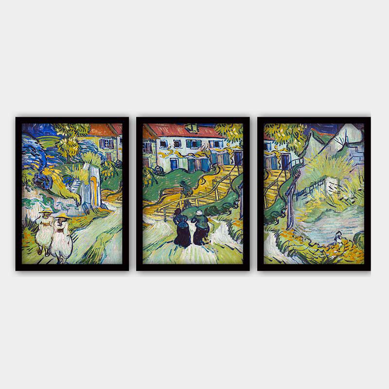 Ensemble de 3 peintures élégantes encadrées décoratives, 13,8 x 17,7 pouces chacune | 100% bois avec cadre 100% polystyrène (épaisseur: 0,8 pouce) | Impression numérique UV, parfaite pour le salon et la décoration intérieure