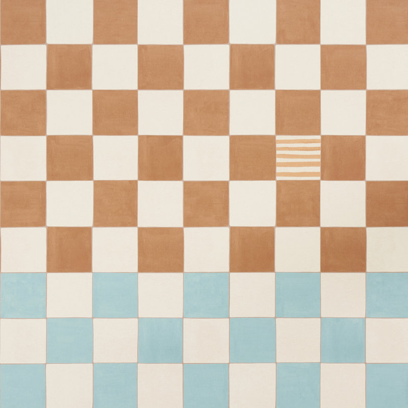 Schumacher x Backdrop Gambit Panel, Teal/Earthy Brown