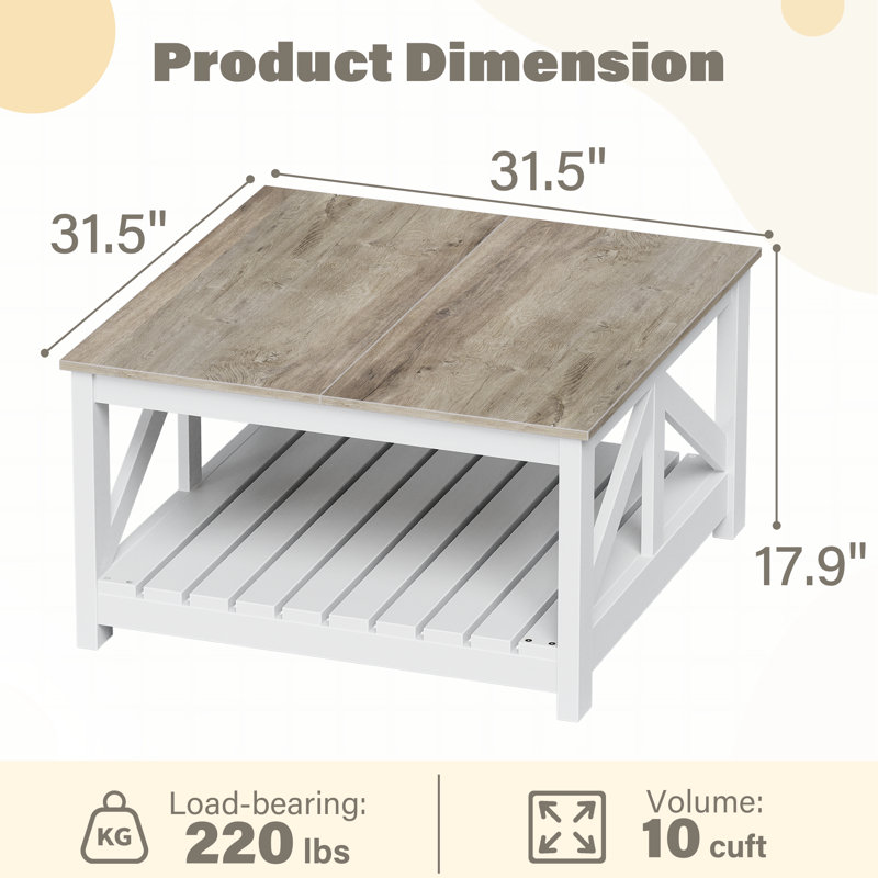 Table basse 31,5 po Farmhouse, Blanc, Gris