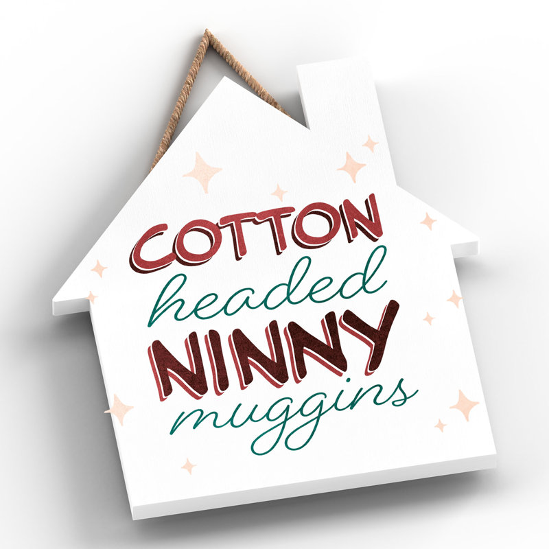 Xmas Cotton Headed Ninny Muggins Wooden House Plaque, 18.5cm H x 16cm W x 0.9cm D