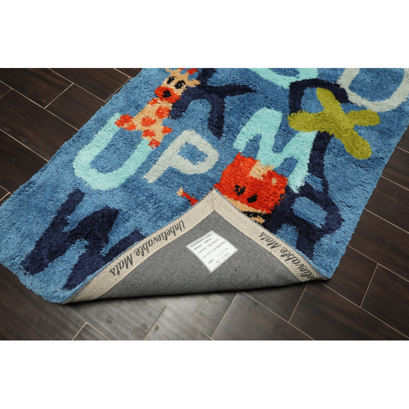 Yanique Hand Tufted Rectangle 3' x 5' Cotton/Polyester Area Rug in Blue/Black/Red/Green